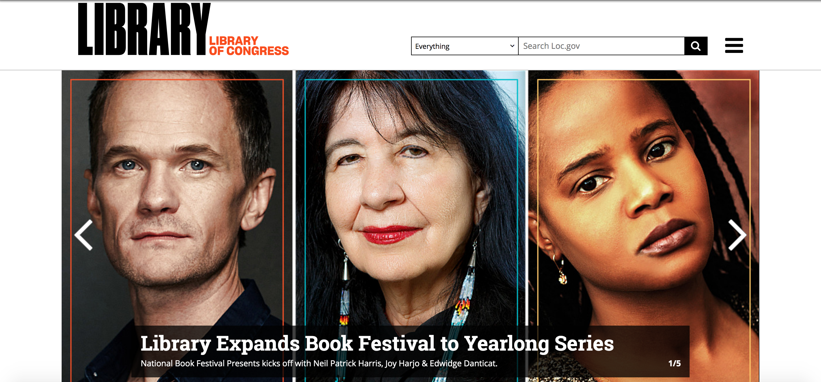 Library of Congress home page in 2019