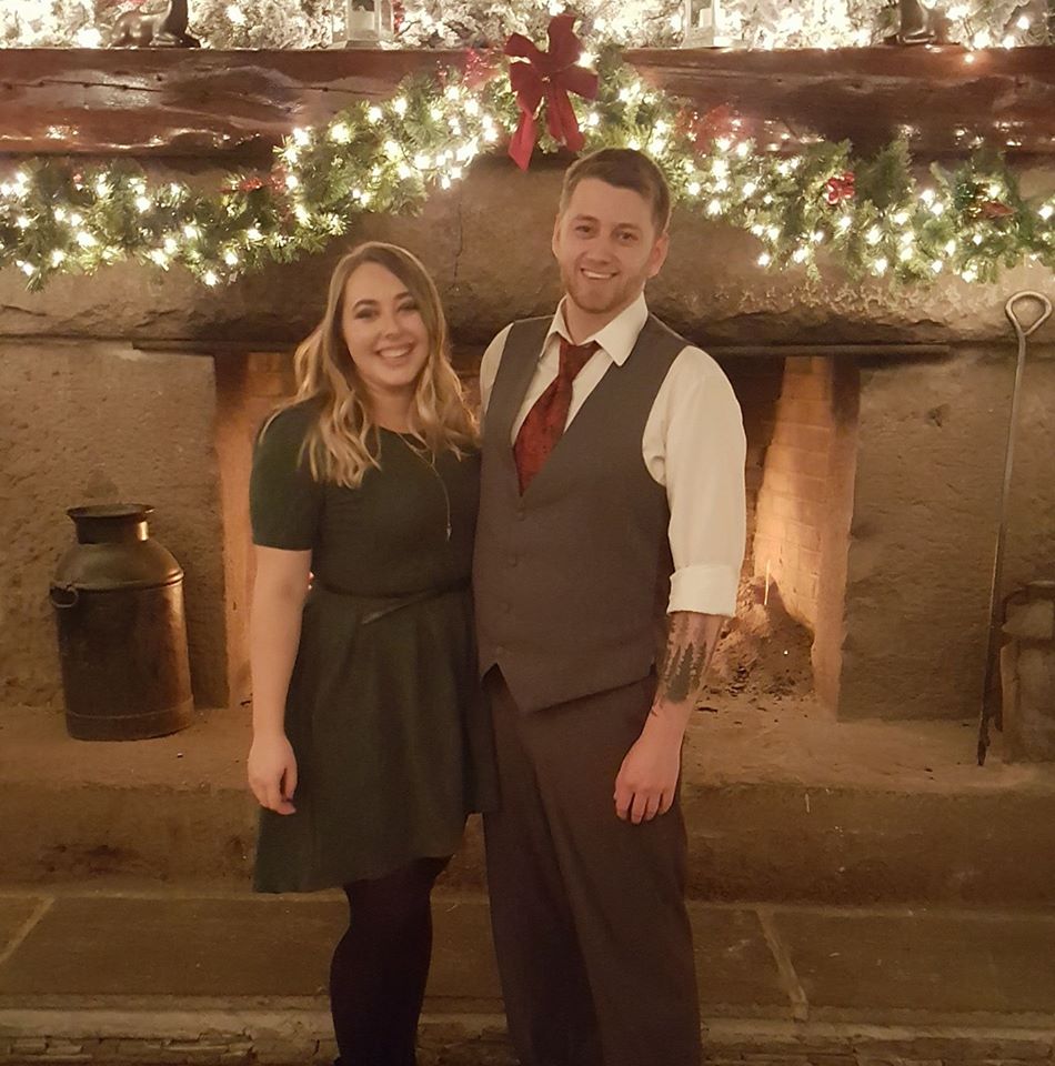 My fiance and I at friend's wedding