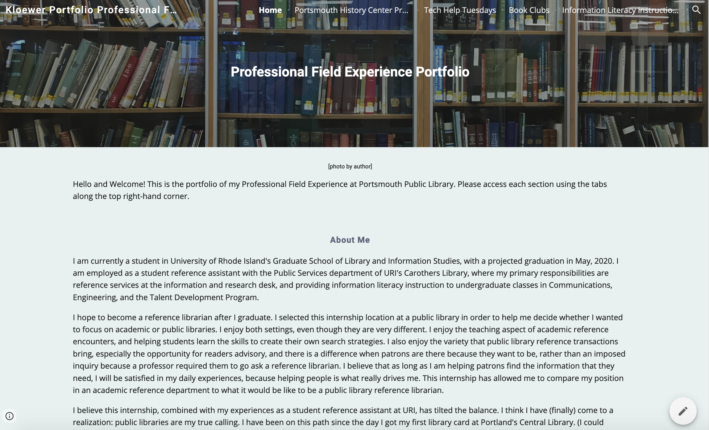 screenshot of Portfolio that links to site