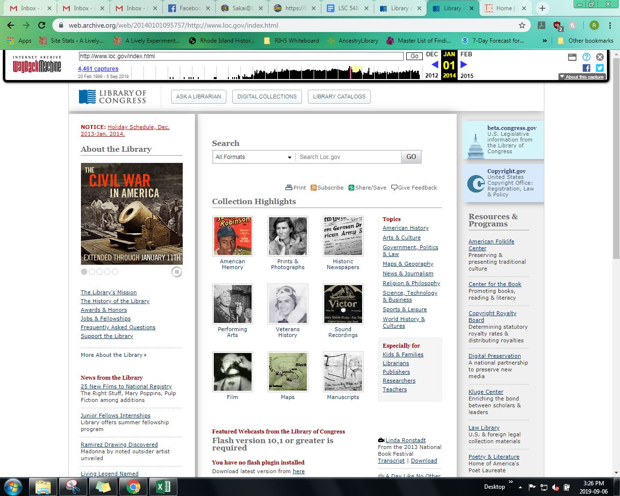 Library Of Congress Website dated January 1, 2014