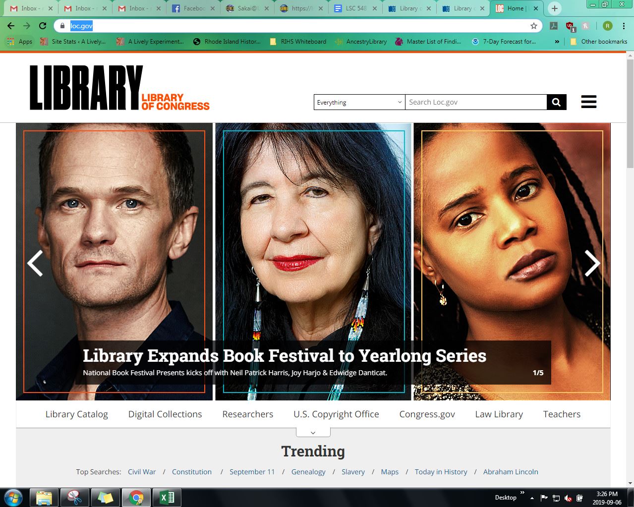 Library Of Congress Website dated September 6, 2019